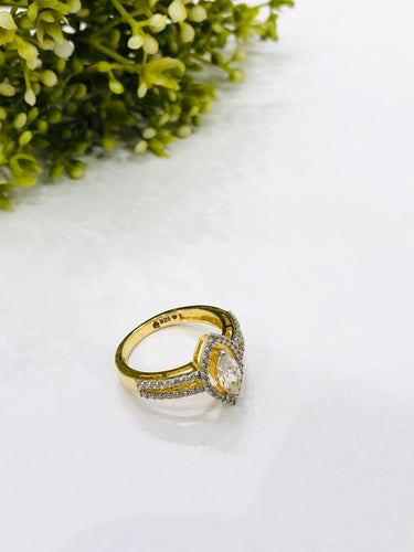 925 Silver Leaf Gold Plated Ring